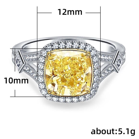 💥 Royal Yellow Court Large Square Gems Vintage Rings for Women, PD716 - Picture 6 of 6